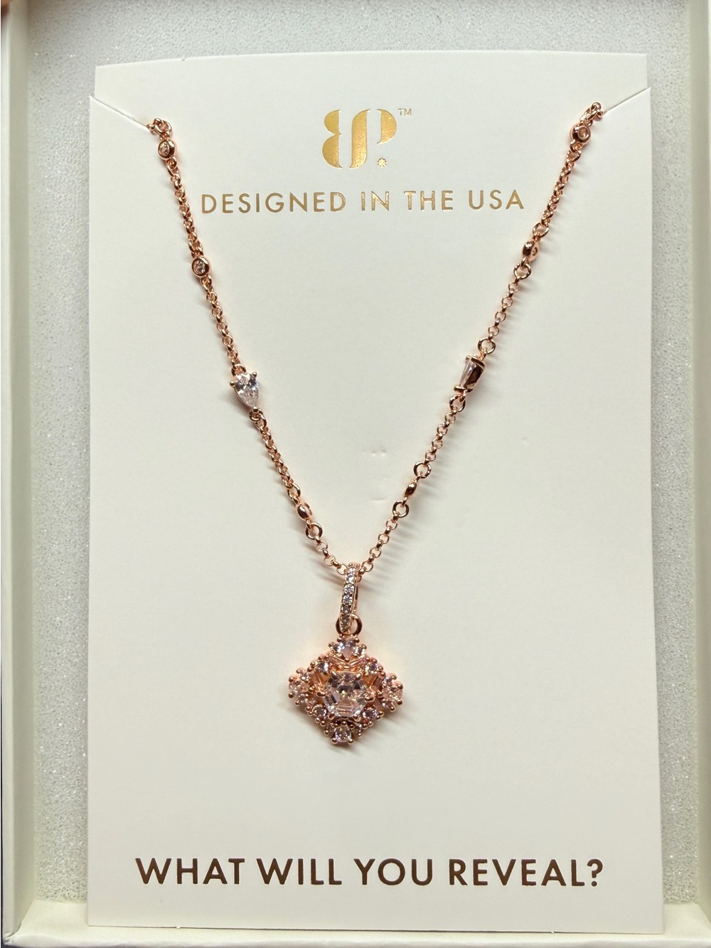 Bomb Party - Lumina - Rose Gold Cubic Zirconia Pendant Necklace